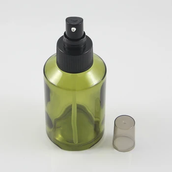 30 adet 200 ml yuvarlak cam yeşil losyon ambalaj siyah alüminyum pompa, büyük 200 ml cam yeşil kozmetik şişe sıvı krem