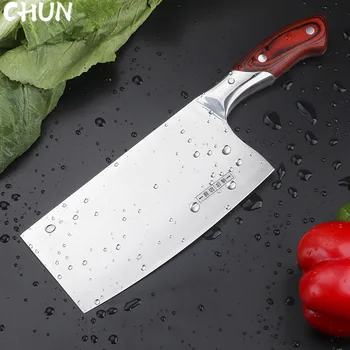 4Cr13 Paslanmaz Çelik Çin Mutfak Bıçağı Dayanıklı Şef Dilimleme Doğrama Bıçağı Ultra Keskin Bıçak Renk Ahşap Saplı Şef Cleaver