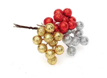 50 adet Altın/Gümüş/Kırmızı 2.5 cm Yuvarlak Top Noel Meyve Noel Partisi Tatil Ağacı Mekan Asılı Dekorasyon