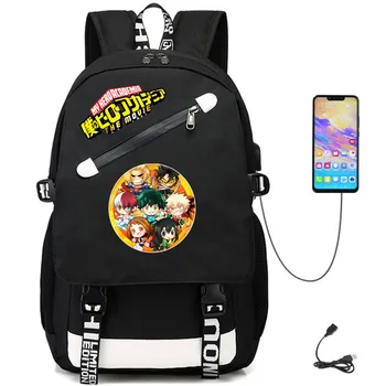 Anime My Hero Academia USB Teenger Oxford Rahat Okul Çantası Öğrenci Sırt Çantası Kumaş Packsack Yüksek Kaliteli laptop çantası