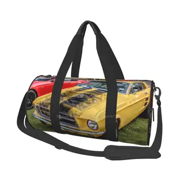 Buğulanmış Kaput Sarı Mustang Siyah Yarış Şerit omuzdan askili çanta Casual Satchel Spor Seyahat Okul Sarı Otomobil Arabalar