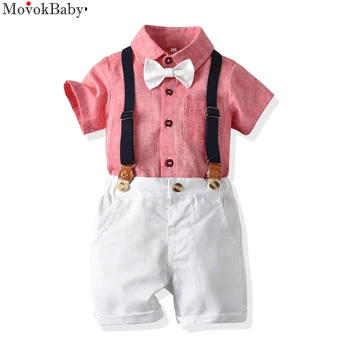 Dajinbear Sevimli Bebek Erkek Giysileri Set Pembe Yaka Gömlek Pantolon Yenidoğan Bebek Beyefendi Kıyafetler Bebek Günlük Giyim Giyim