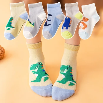 Erkek Kız yaz penye pamuk ince nefes çorap bölüm Renkli dinozor örgü bebek çocuk çorap sevimli karikatür çocuk çorap