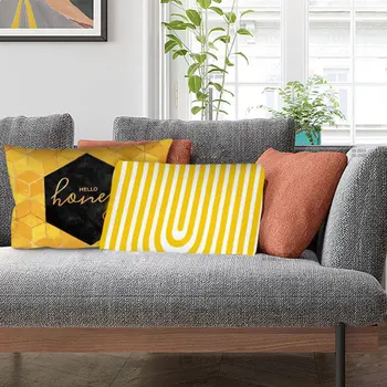 Kare minder örtüsü Yastık Kılıfı Polyester Atmak Yastıklar Kanepe Yastıkları Sarı Geometrik Desen Ev Dekor için Boyutu: 30x50cm