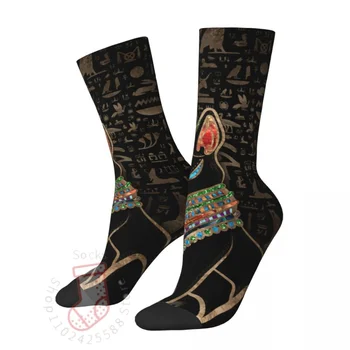 Mısır Bastet Çorap Erkekler Kadınlar Mısır Firavun Etnik Çorap Harajuku Tüm Yıl Uzun Orta Tüp Çorap Hediye