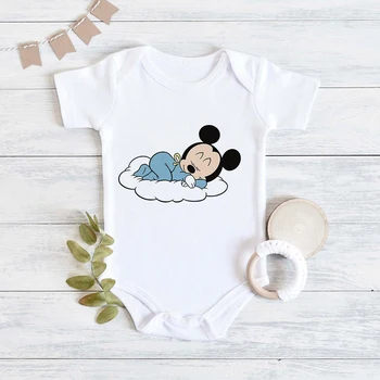 Yenidoğan Tulum Harajuku Rahat Kız Erkek Yaz Serin Bebek Fare Mickey Grafik Baskılı Toddler Romper moda üst giyim