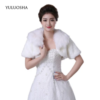 YULUOSHA 2020 Sonbahar Kış Gelin Düğün Kürk Şal düğün elbisesi Sıcak Peluş Şal Taklit Tavşan Kürk Eşarp Gelin Ceket