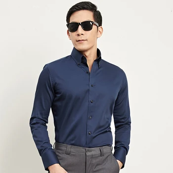 Yüksek Kaliteli erkek gömleği 2022 Marka Yeni bahar uzun kollu elbise iş elbisesi Düz Renk Düzenli Fit F02