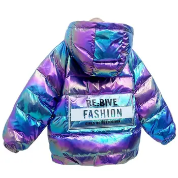 Çocuk Aşağı pamuklu ceket Kış 2021 Yeni Moda Parlak Yüzey Ceket Bebek Erkek Kız Kapşonlu Sıcak Giyim Giyim 3-8y