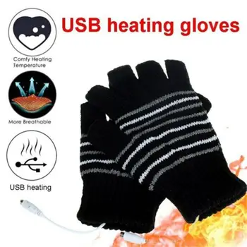 Şarj edilebilir ısıtıcı şerit USB elektrikli ısıtma eldiven örme mitten tam ve yarım parmak eldiven ısıtmalı eldiven